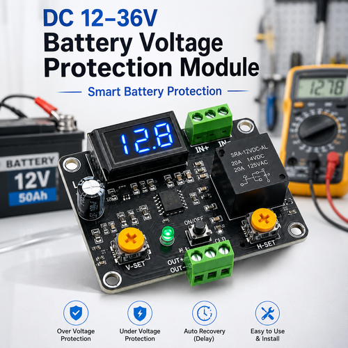 🔥HOT SALE🔥 COD! DC Voltage Protection Module: Disconnects Output When Lithium Battery Is Under-Voltage, Depleted, or Low on Power