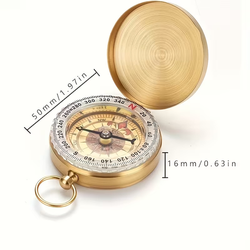 Vintage pure copper flip-top pocket compass