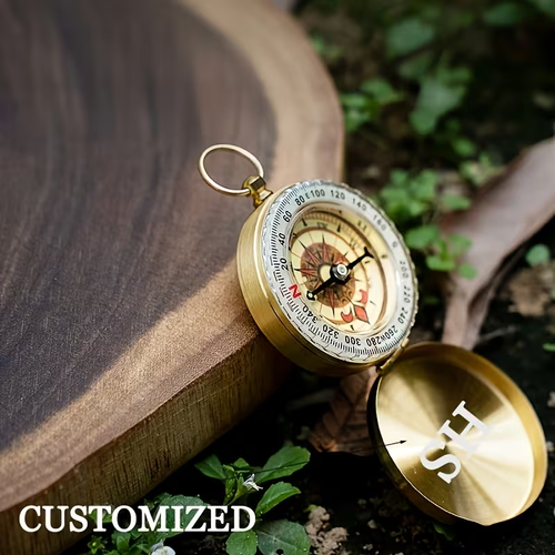 Vintage pure copper flip-top pocket compass