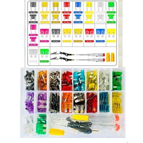 🔥HOT SALE🔥 COD！Cross-Border 306-Piece Automotive Fuse Blade Set: Small, Medium, and Mini Zinc-Plated Plug-In Fuses and Voltage Tester Kit