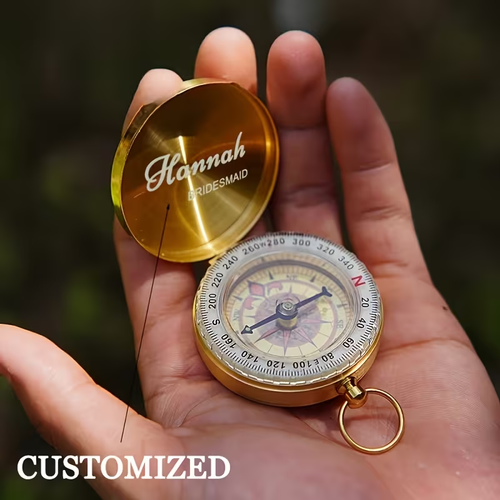 Vintage pure copper flip-top pocket compass