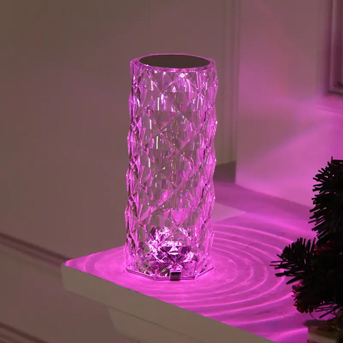 ⏰3 Colors Changing RGB Touch Sensor Rose Crystal Table Lamp USB Rechargeable Romantic LED Rose Crystal Desk Lamps