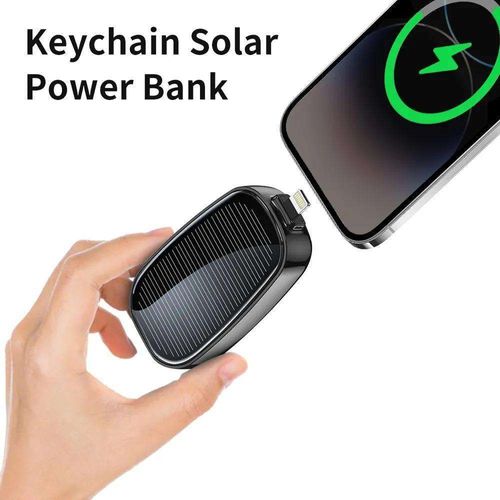 Mini Solar Keychain Power Bank 1200 mAh Solar Pocket Chargerfor Iphone Type C Power Bank