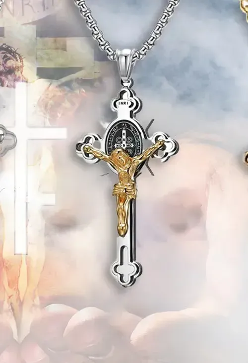 Limited Time Offer - Buy One Get One Free！ST.Benedict Protection Cross Power Pendant Necklace
