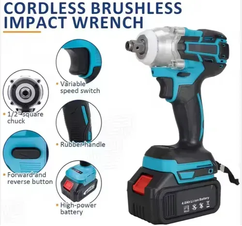 ✨Electric Wrench + 2 Batteries + 13 Pcs 1-2 Impact Wrench Hex Socket Driver Bit Set🔧