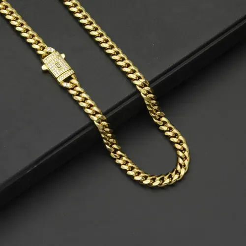 🔥Hip Hop Jewelry: Gold Stainless Steel Cuban Necklace for Men