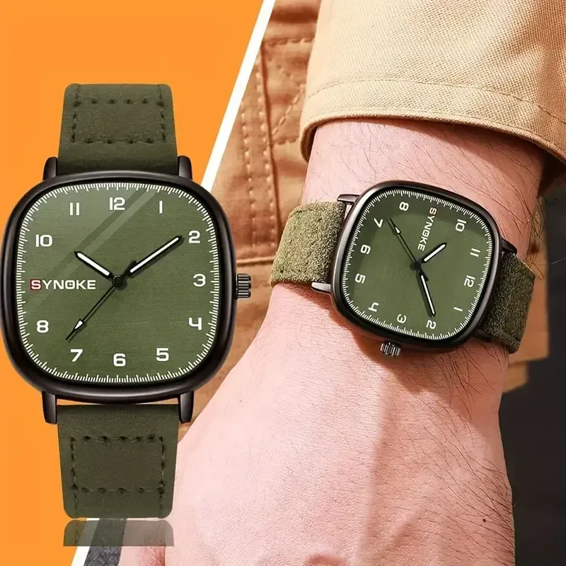 🔥🔥Hot Sale Promotion -Vintage Army Green Men's Quartz Watch, Simple Sports Wristwatch, Ideal choice for Gifts