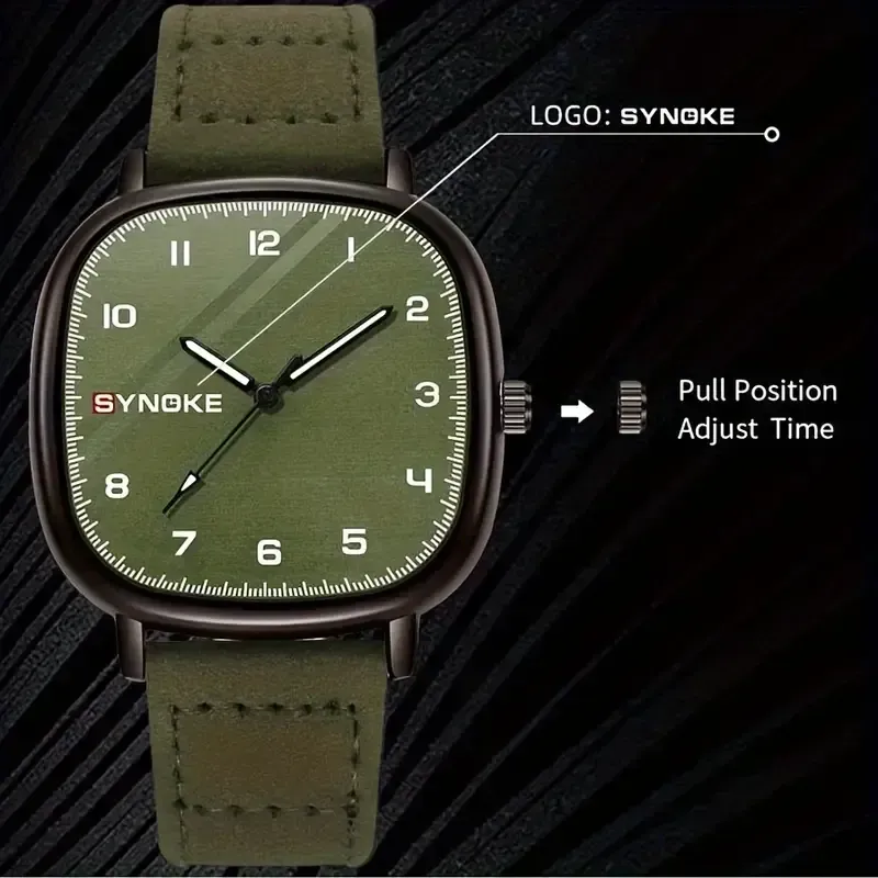 🔥🔥Hot Sale Promotion -Vintage Army Green Men's Quartz Watch, Simple Sports Wristwatch, Ideal choice for Gifts