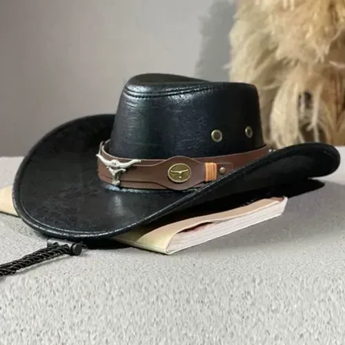 🔥Hot Sale Promotion -🔥1pc Ethnic Style Western Cowboy Hat With Studded Jazz Hat