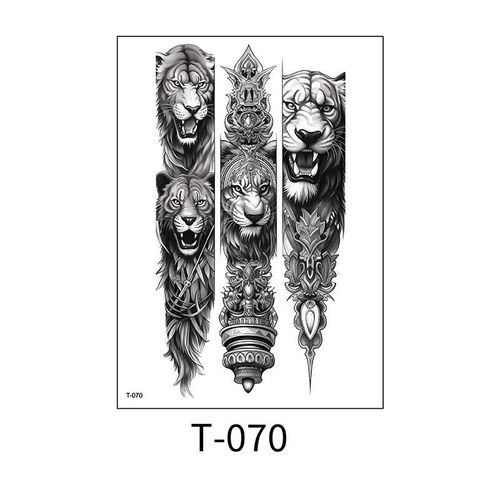 2 sheets full arm metal gear fish semi permanent juice ink tattoo