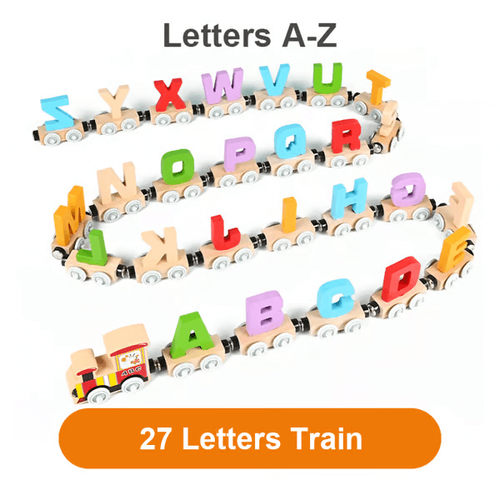 New Design Hot Sale Numbers And Letters Magnetic Train Puzzle Wooden Toy Car