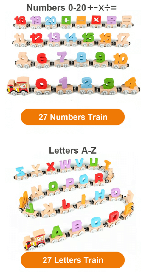 New Design Hot Sale Numbers And Letters Magnetic Train Puzzle Wooden Toy Car