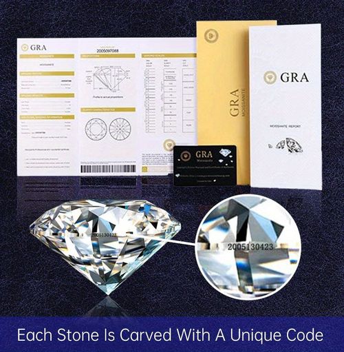 GRA Certified 3CT Round Moissan Diamond Ring