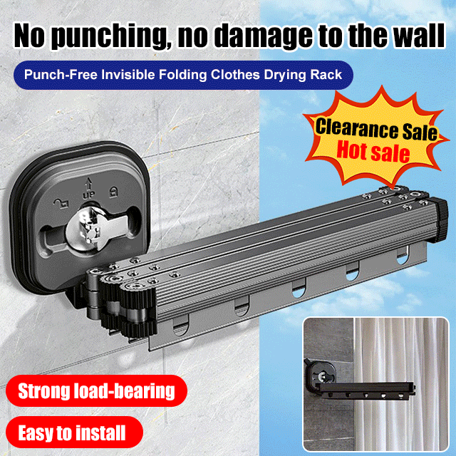 Ready to use ! Suction Cup Wall Mount Folding Clothes Drying Rack
