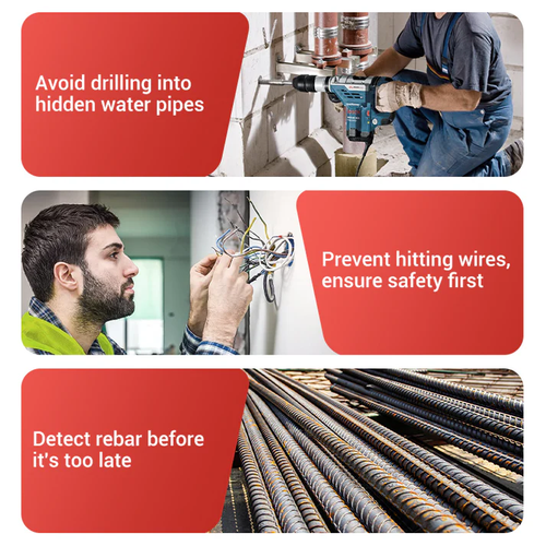 Multi-function handheld metal and wall detector 5 in 1 wall keel detector Metal Wooden keel AC voltage charged detection Wall scanner with automatic calibration Lightweight LCD screen Electric box detector