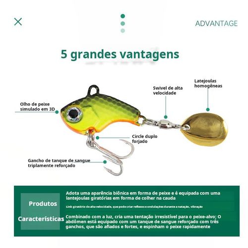 🎣Isca Artificial  Mini Tornado Spinner Vibração Longo Alcance​