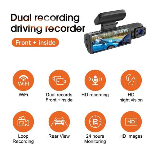 Dual 1080P GPS Car Dashcam Front and Rear Video Recorder with Night Vision GPS Enabled Dual Dash Camera for Vehicles