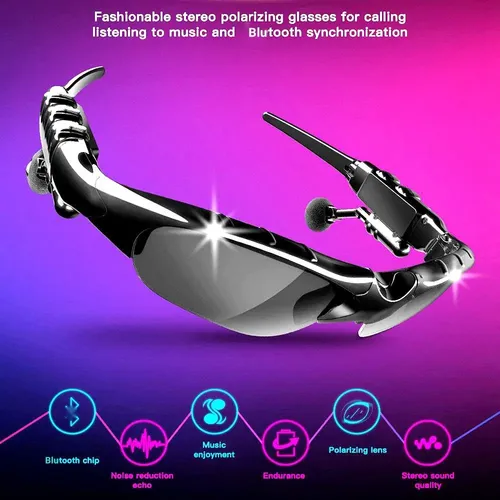 Wireless Bluetooth Sunglasses Anti-ray Stereo Music Bluetooth Headphones for Men Support Both Headset and Hands-Free (black-color)