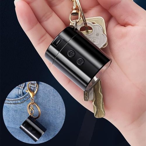 USB Charging Tungsten Wire Lighter, Multi-Functional Portable Key Chain Pendant Lamp Cigarette Lighters for BBQ,Candle,Camping-Outdoors Indoors (Color : Blacka)