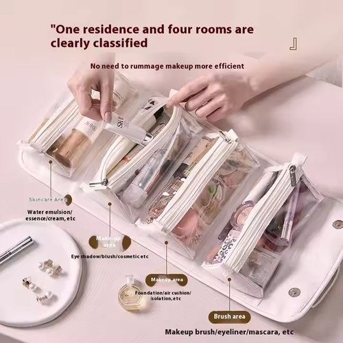 Large-Capacity Four-In-One Detachable Folding Cosmetic Bag Portable Travel Storage New Design Makeup Organizer