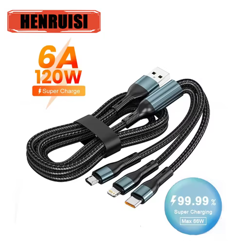 Transparent Luminous Super Fast Charging 3-in-1 Data Cable