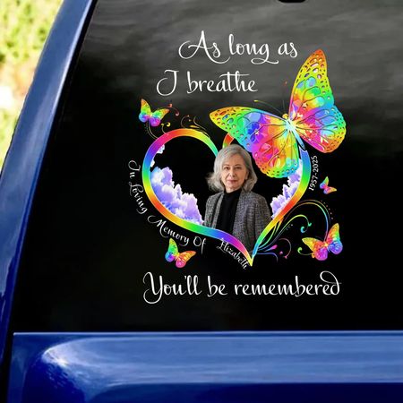 Todavía conmigo, en cada aliento-calcomanía personalizada, regalo conmemorativo, recuerdo calcomanía, regalo para la pérdida de un ser querido