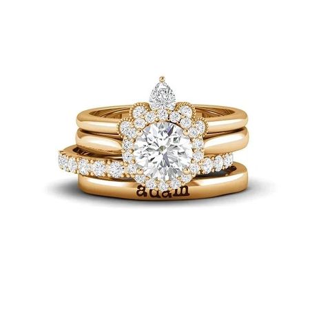 💍Conjunto de anillo de pila de piedras preciosas de nombre personalizado✨