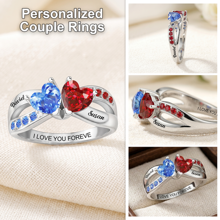 Te amo para siempre-Anillo de compromiso personalizado con piedra natal en forma de corazón