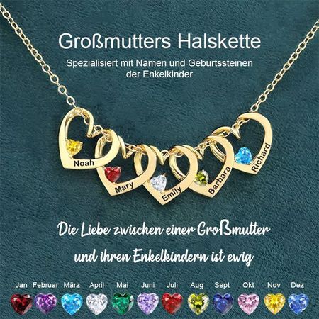 Nombre del corazón personalizado birthstone Collar para mamá abuela