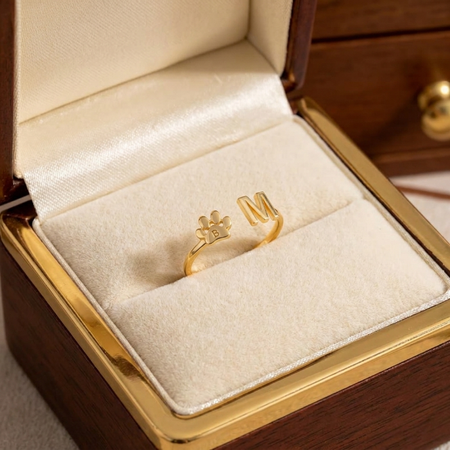 Paw print nombre anillo-el regalo perfecto para los amantes de las mascotas.