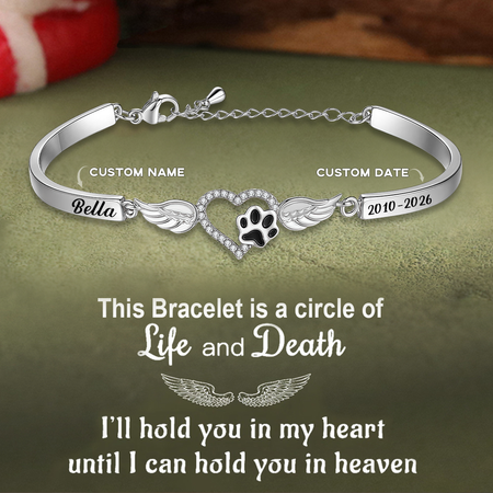 Para siempre en mi corazón, pulsera conmemorativa personalizada de la pata del animal doméstico