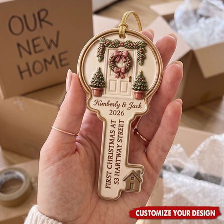 Primera Navidad personalizada en nuevo hogar adorno clave-recuerdo personalizado para parejas, inauguración de la casa