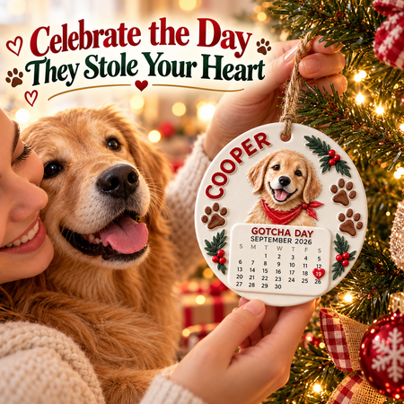 🐾Ornamento de cerámica de la Navidad del animal doméstico-recuerdo del día de Gotcha para los amantes del perro🎄