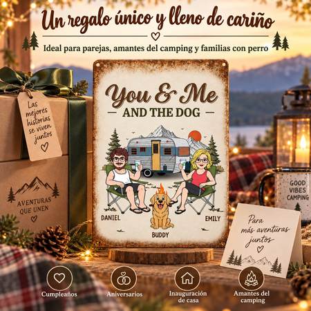 Signo de metal personalizado decoración del hogar-verano, regalo de aniversario para pareja, amantes de camping, amantes de las mascotas-Campamento Más Amor Más