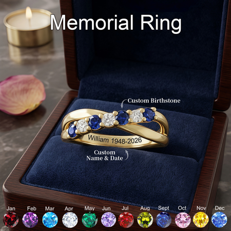 Siempre en mi corazón, anillo de Birthstone conmemorativo personalizado, regalo de simpatía