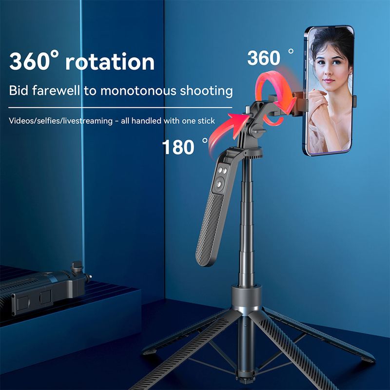 Upgraded A14 Bluetooth Selfie Stick for Mobile Phones, Aluminum Alloy Four-Legged Support Beauty Fill Light 1.8m Bracket for Douyin Live Streaming