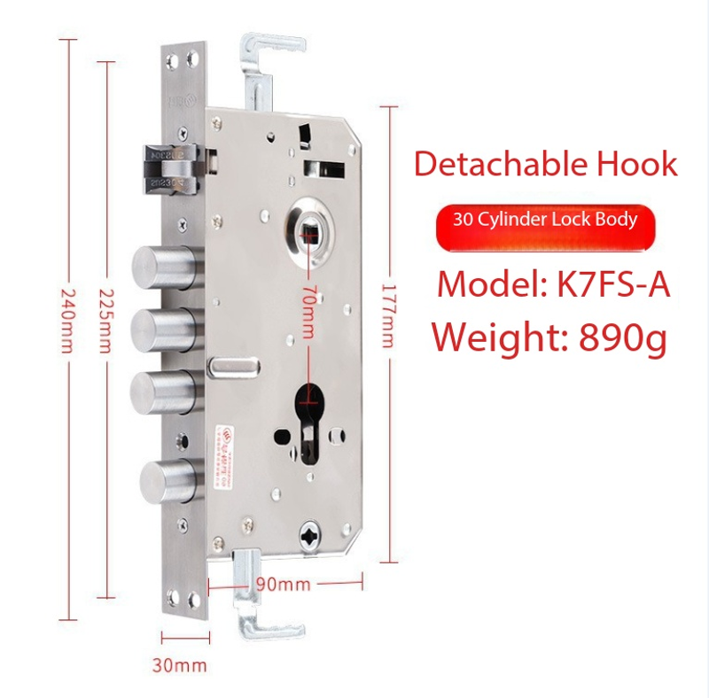Yuema Multifunctional Stainless Steel Lock Body, Square Bolt, Cylindrical Anti-Jam Gear, Double Active & Double Quick Smart Lock Body for Security Doors