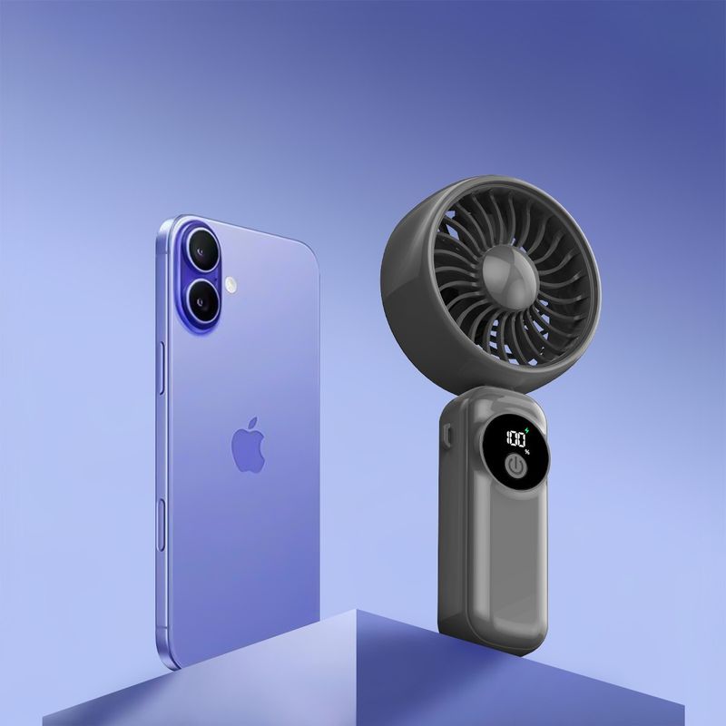 New Wearable Car Desktop Folding USB Power Bank Operated Small Handheld LED Digital Display Aroma Necklace Fan Portable Air