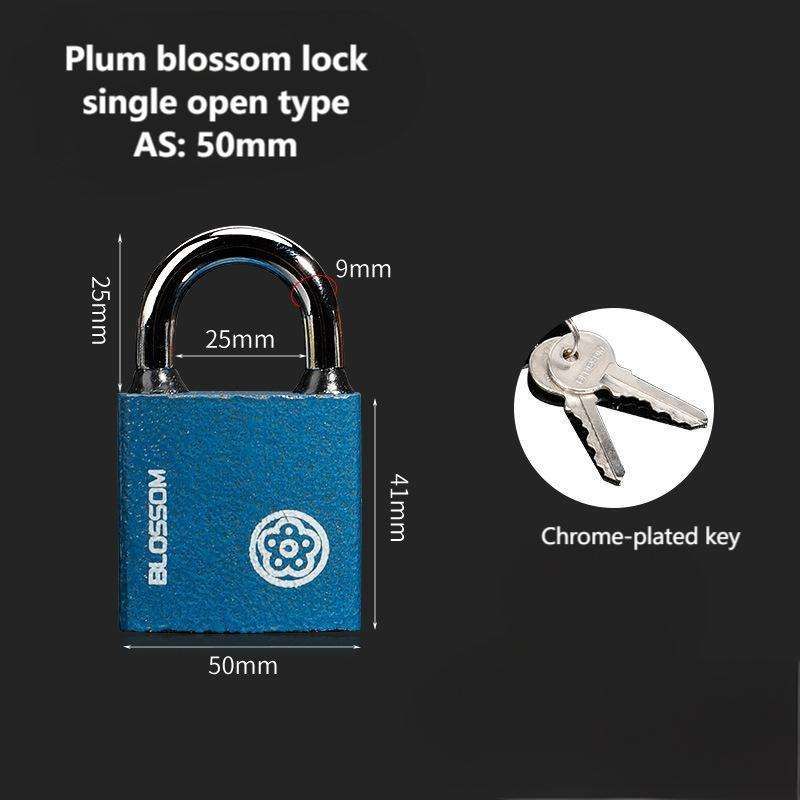 Meihua BC29 Brass Core Padlock Blue Spray-Painted Solid Iron Padlock Anti-Theft and Anti-Pry Lock for Outdoor Gates, Dormitory Cabinets