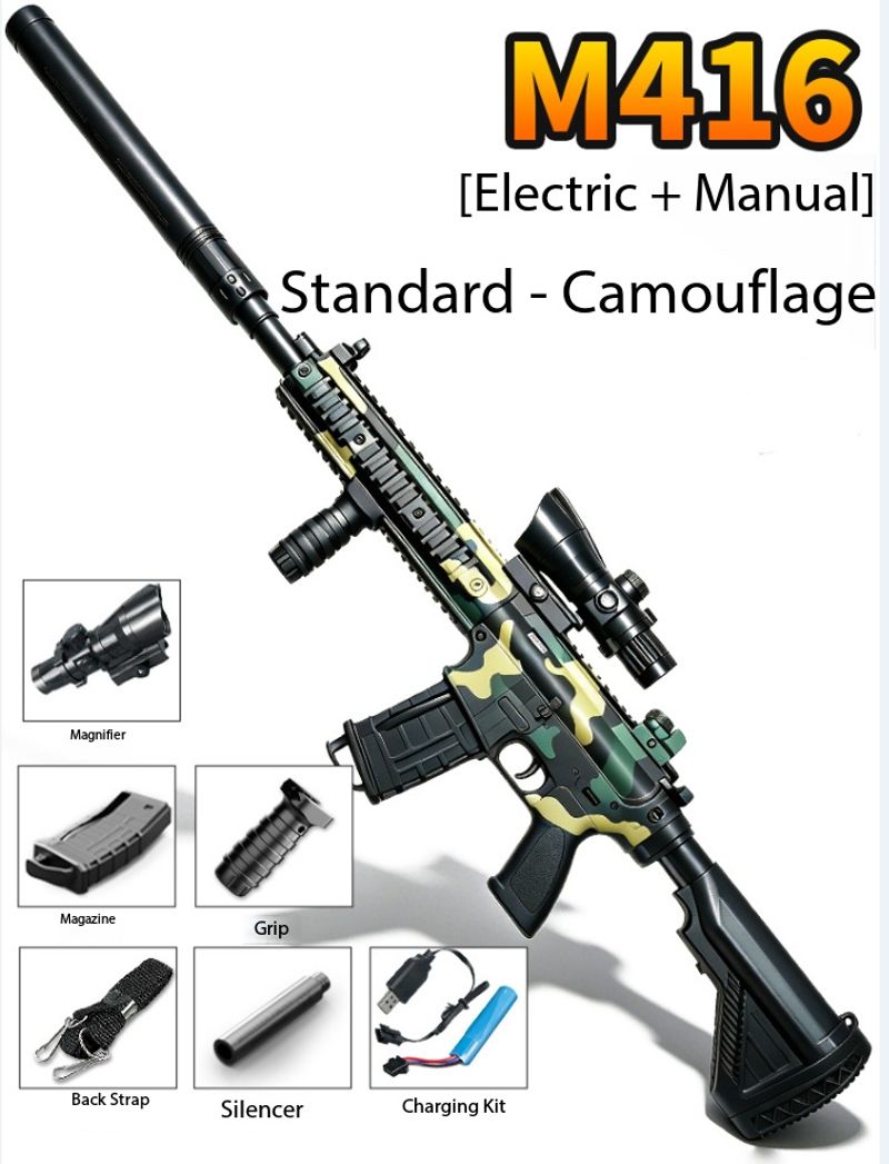 Electric Automatic Burst‑fire M416 Boys' Manual‑automatic Integrated Kids' Toy Automatic Assault Soft‑bullet Blaster