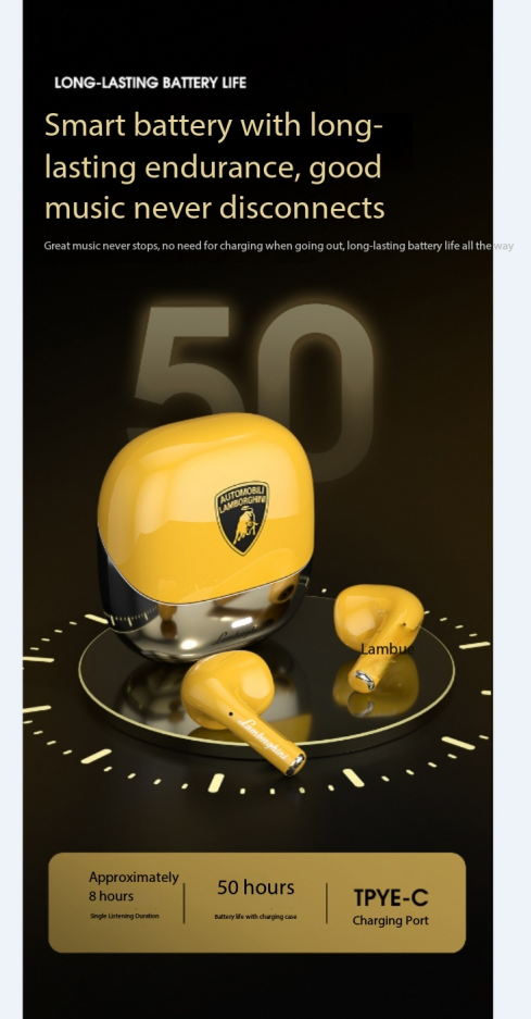Lamborghini T58 Bluetooth wireless earphones, noise-canceling in-ear type with high sound quality