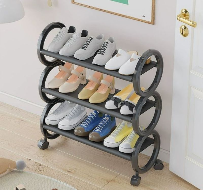 Modern minimalist multi-layer shoe storage rack made of PP material, dustproof type, suitable for entryways and narrow home aisles