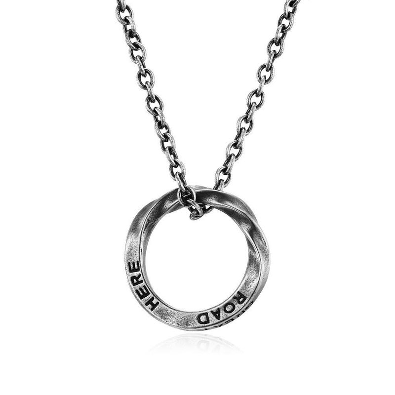 Stainless Steel Mobius Ring Box Chain Geometric Classic Necklace Trendy Unisex Universal Couple Pendant