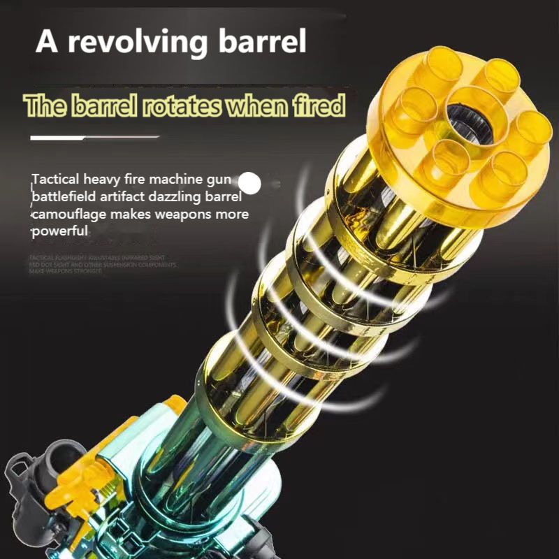 Rotating Gatling machine gun, electric continuous-fire belt-fed toy gun, soft bullet gun, simulated children's machine gun, submachine gun