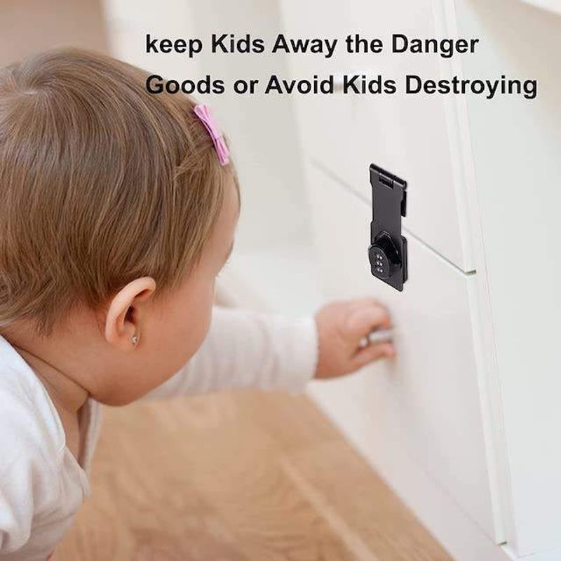 Keyless steel cabinet combination lock, bedroom password lock, modern design, iron core, black surface treatment, easy to install 1 sales Language