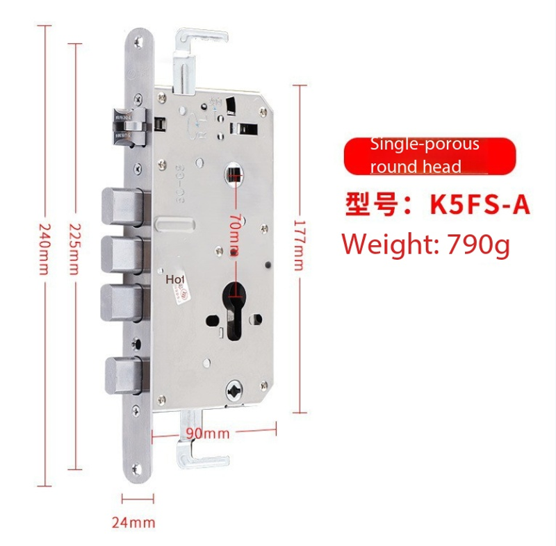 Yuema Multifunctional Stainless Steel Lock Body, Square Bolt, Cylindrical Anti-Jam Gear, Double Active & Double Quick Smart Lock Body for Security Doors