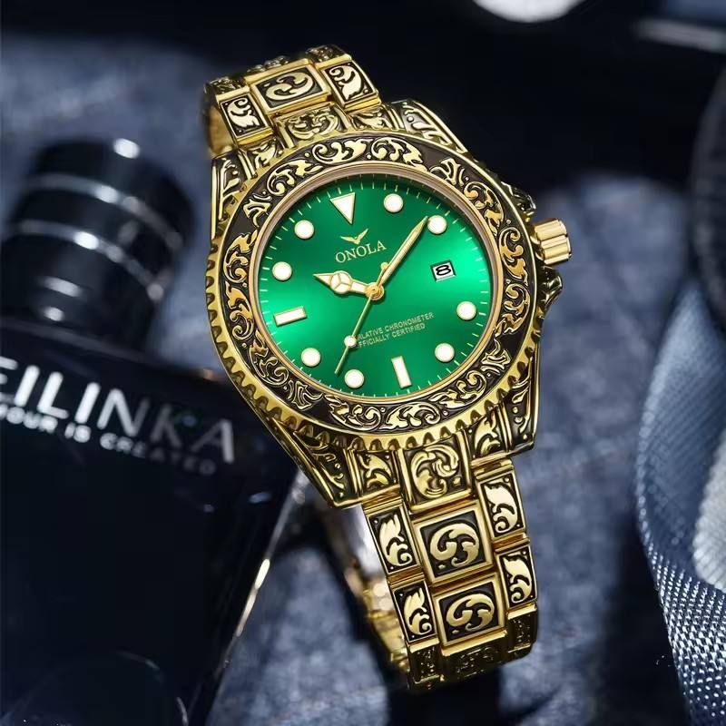 Genuine Fashion Brand ONOLA Retro Gold Men's Quartz Waterproof Watch