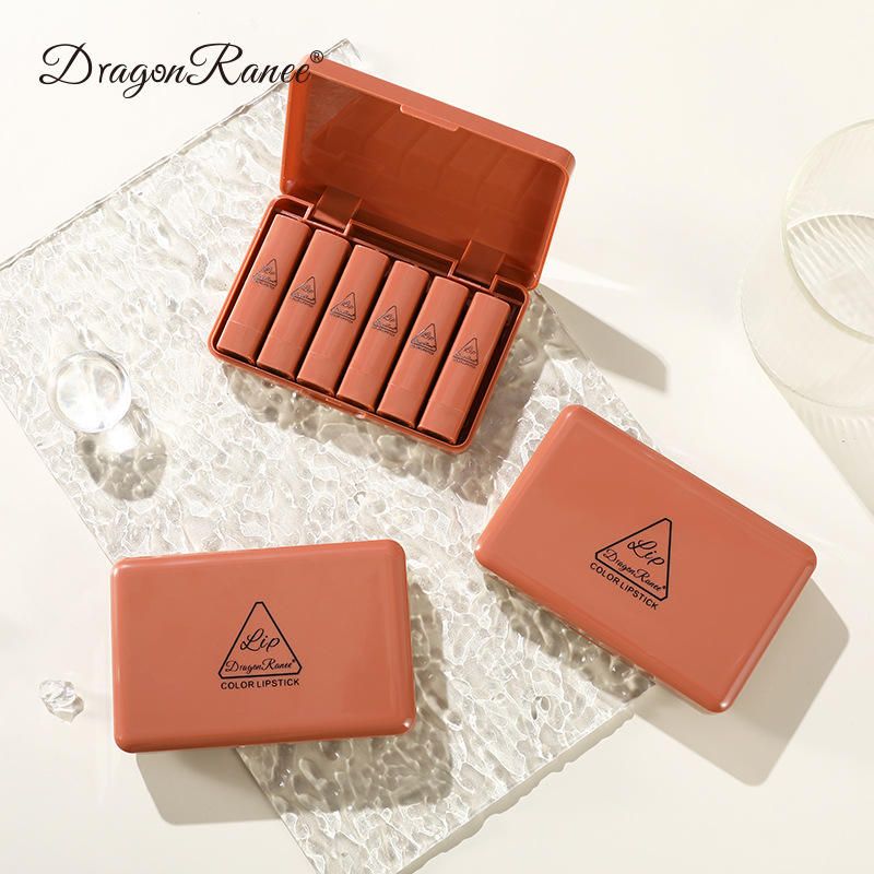 Hengfang 6-piece matte lipstick set, long-lasting and non-fading, in pumpkin color and bean paste color, moisturizing lipstick samples