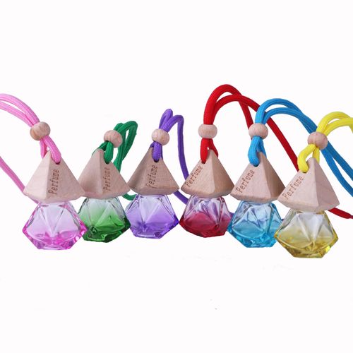 Car perfume aromatherapy pendant, car hanging ornament, long-lasting light fragrance essential oil, in-car pendant, hanging glass bottle with wooden cap