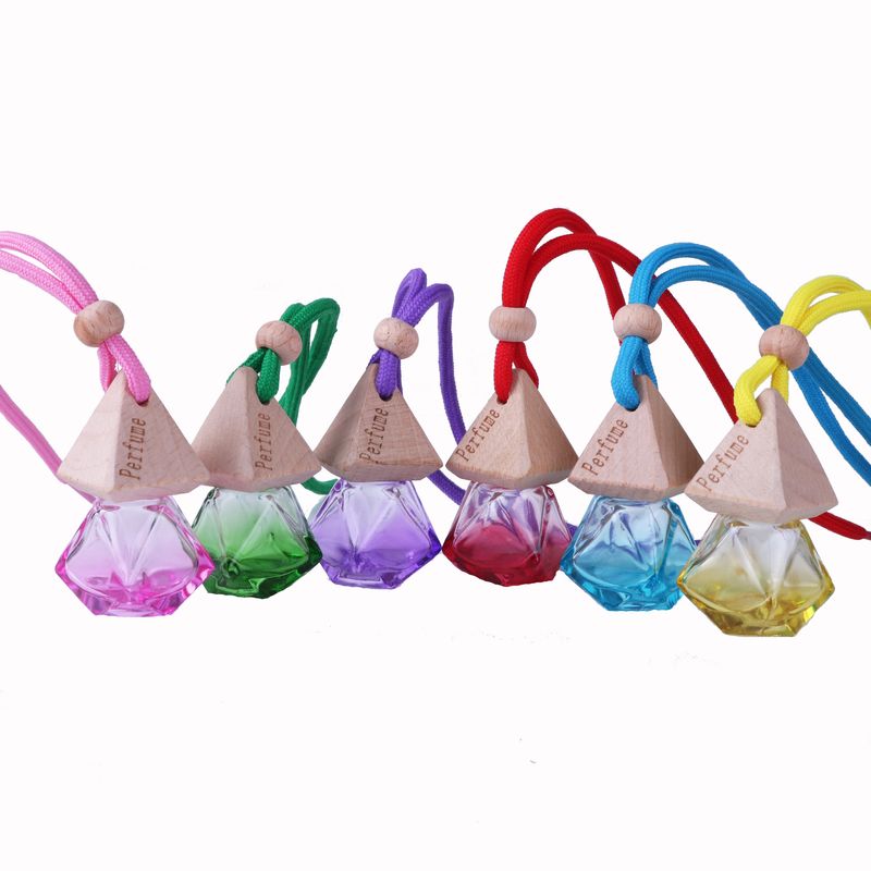 Car perfume aromatherapy pendant, car hanging ornament, long-lasting light fragrance essential oil, in-car pendant, hanging glass bottle with wooden cap